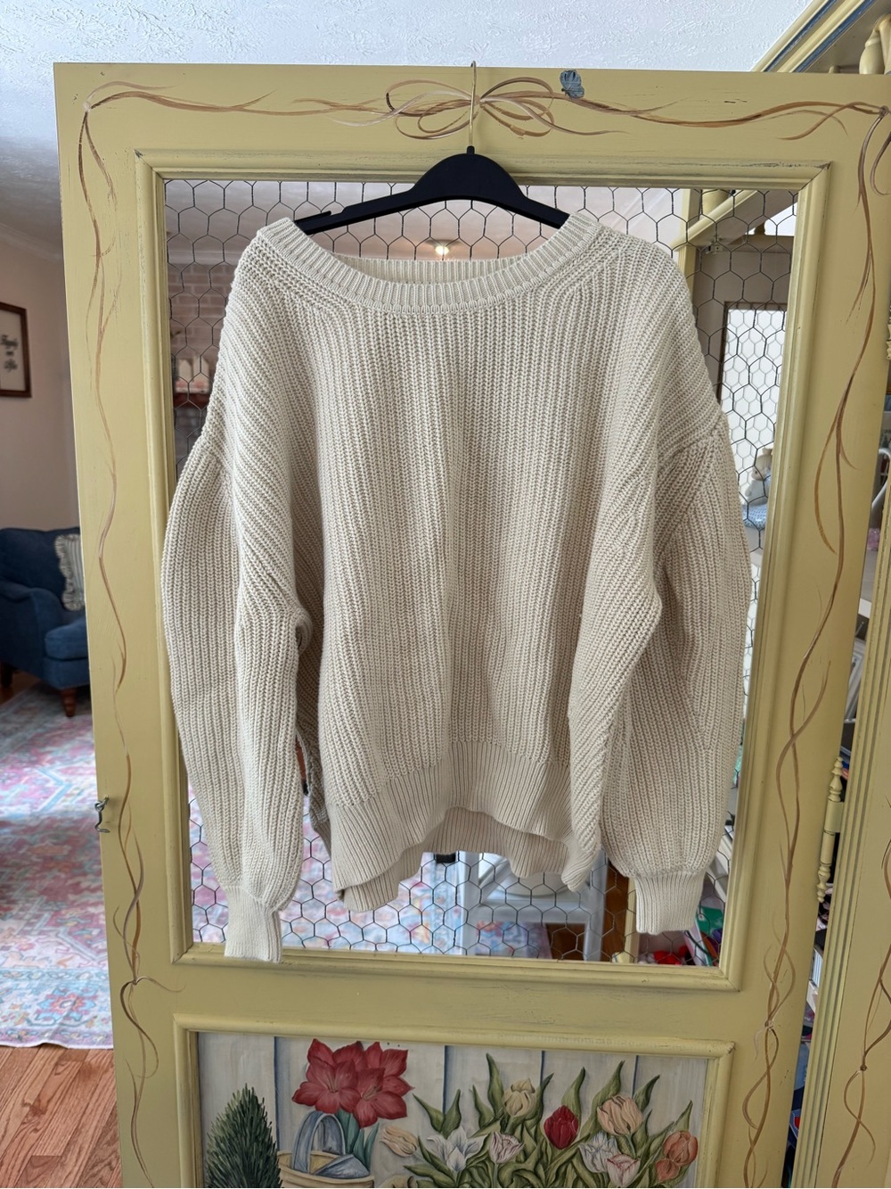 GAP Cream Ribbed Crewneck Sweater